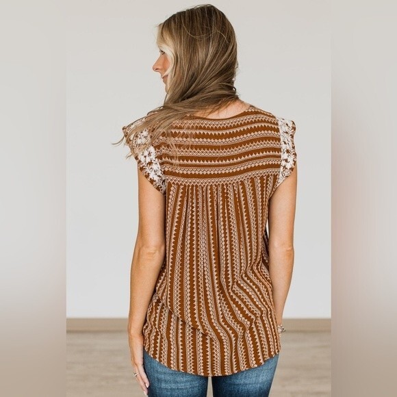 Savanna Jane Mila County Western Embroidered Floral Crochet Blouse Top Size S - Picture 4 of 7